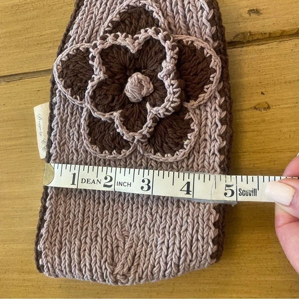 HeadBand Handmade Cotton New Flower Brown Tan